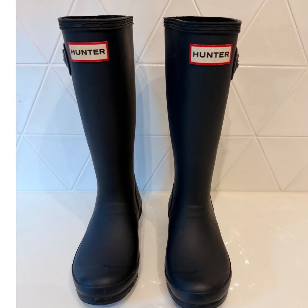 Hunter Kids Original Tall Rain Boots‎ Matte Navy US Big Kids Size 1 Waterproof